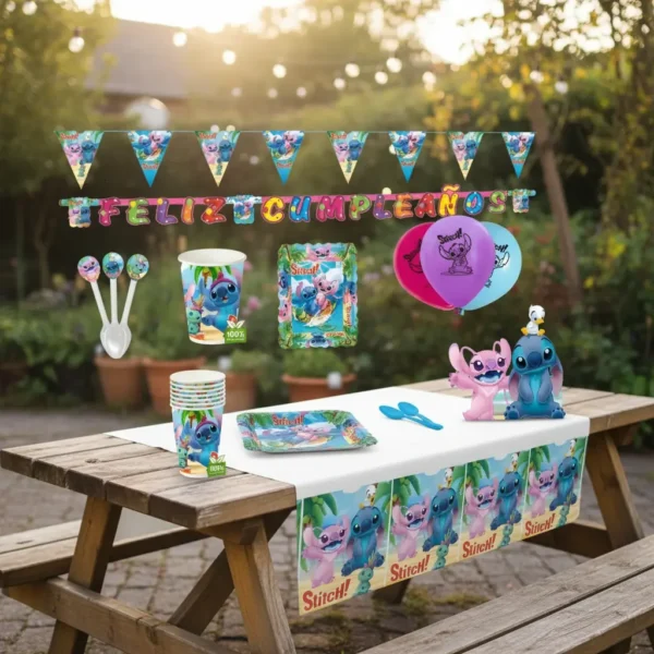 Kit Infantil Decoración Fiesta - Stitch Y Angel X12 Invitados