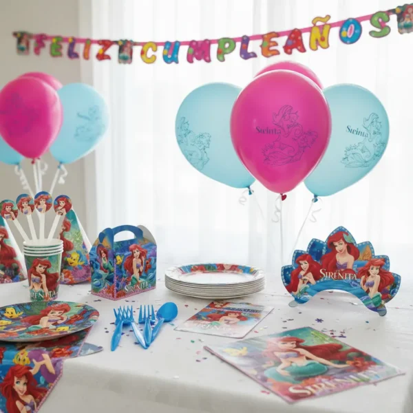 Kit Infantil Decoración Fiesta - Ariel La Sirenita X36 Invitados