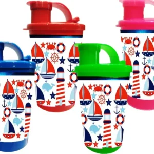 Vaso Pitillo Marinero X6 Termo Sorpresa Fiesta Infantil Azul