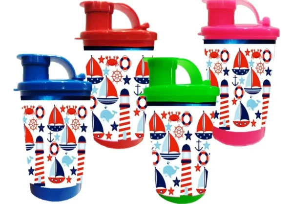 Vaso Pitillo Marinero X6 Termo Sorpresa Fiesta Infantil Azul