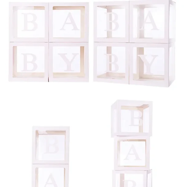 D_NQ_NP_2X_786037-MLA80536667366_112024-F Set 4 Cubos Cajas Para Globos Baby Shower Decoración-blanco Color Rosa Claro