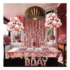 Kit Decoración Rosa Happy Birthday Cortinas Bombas Guirnalda