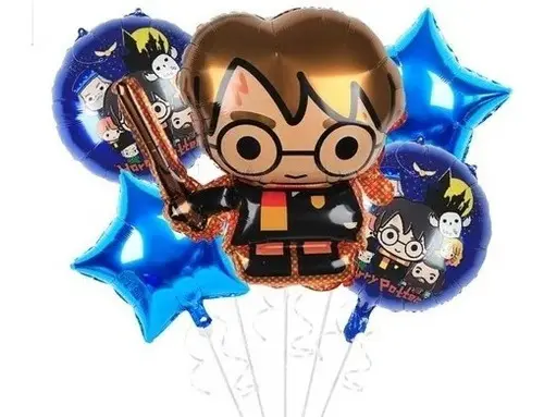 Globos Harry Potter Smile Estrella Azules 45cm Helio Pack x5