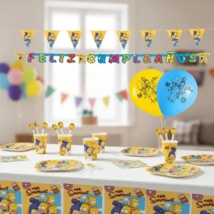 Kit Infantil Decoración Fiesta - Los Simpsons X12 Invitados