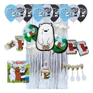 Kit Deco Osos Escandalosos Vasos+bandejas+cubiertos 72pza