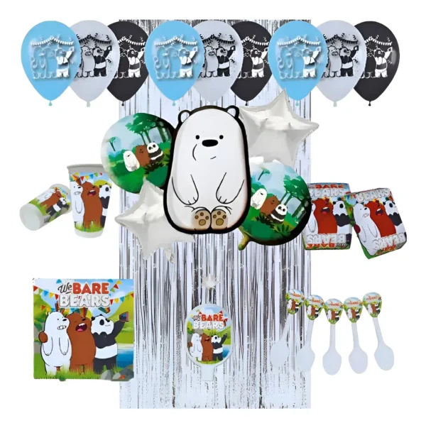 Kit Deco Osos Escandalosos Vasos+bandejas+cubiertos 72pza