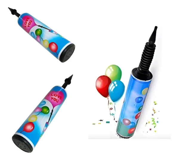 Inflador Manual Premium Para Globos Portátil 33cm Azul Rojo