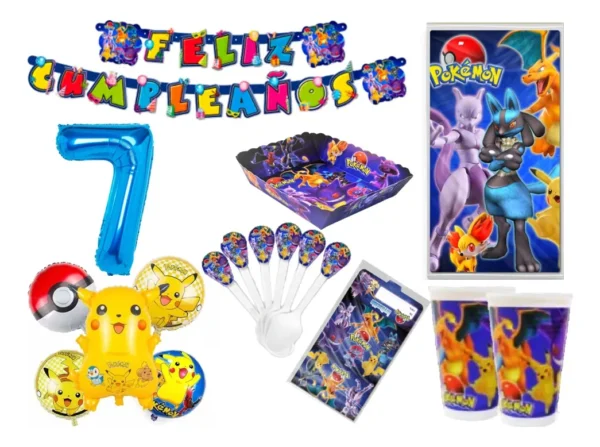 Kit Decoración Pokemon Pikachu X24 + Bouquet + Número