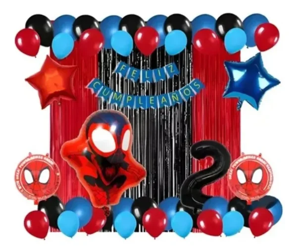 Kit Decoración Spidey Globos Metálicos + Número