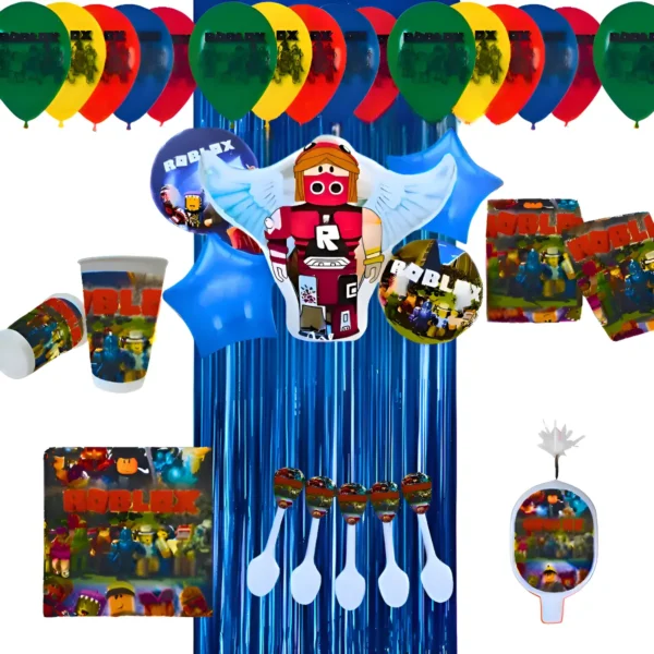Decoración Completa Globos De Roblox Para Cumpleaños