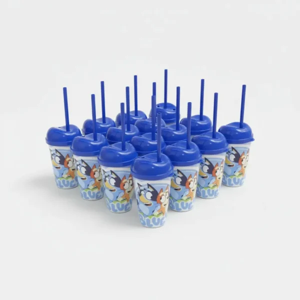 Vaso Pitillo Bluey Sorpresa X12u Alta Calidad Cumpleaños