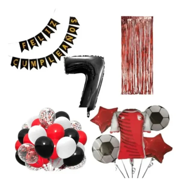 Kit Decoración Futbol Santa Fe Número A Elección + 20 látex
