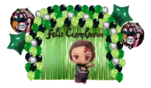 D_NQ_NP_2X_817982-MCO86636237026_062025-F Kit Decoración Tanjiro Kamado Demon Slayer+ Feliz Cumpleaños