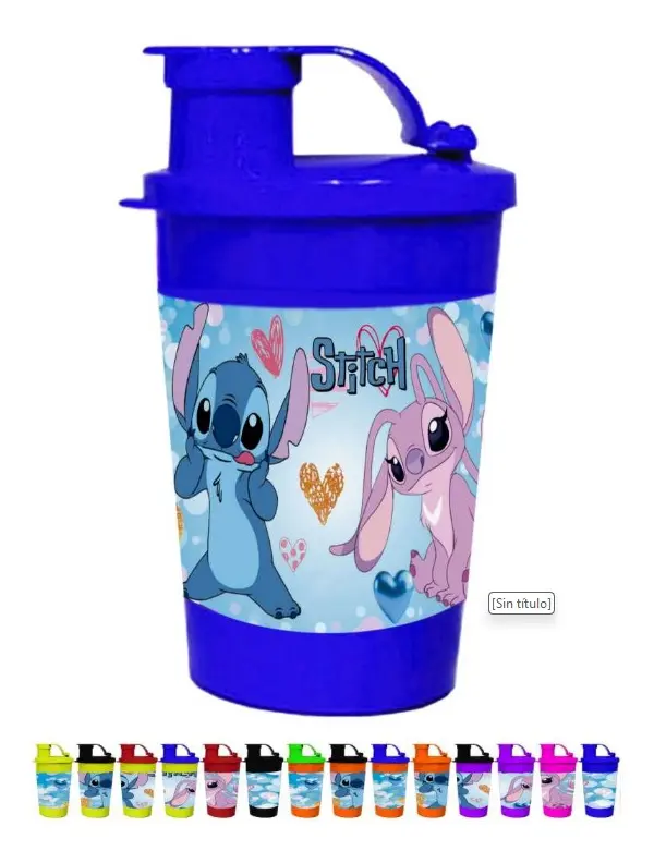 Vaso Pitillo Sorpresa Stitch Y Angela X6 Termo Fiesta