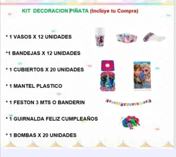 Kit Decoración Piñata Fiesta Infantil Gata Marie x12 invitados