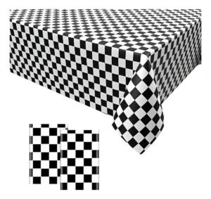 Mantel Plástico De Cuadros Carreras, Medida 137x183cm Color Blanco