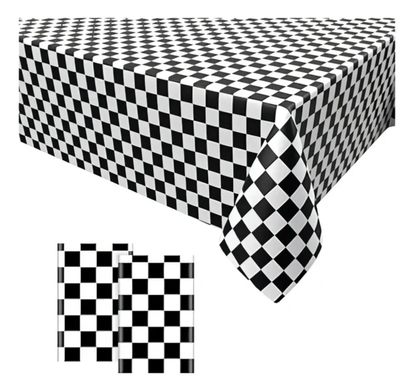 D_NQ_NP_2X_826466-MLA99610052334_122025-F Mantel Plástico De Cuadros Carreras, Medida 137x183cm Color Blanco