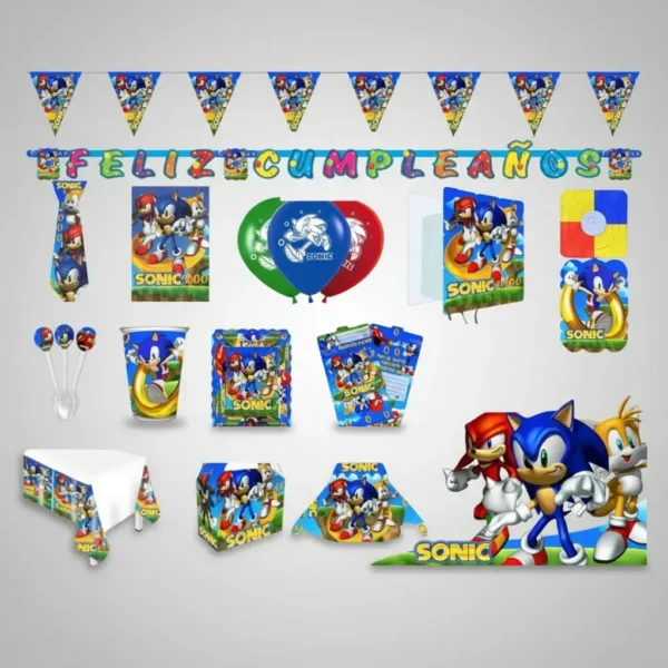 Kit Decoración Piñata Fiesta Infantil Económica Sonic