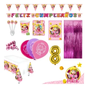 D_NQ_NP_2X_829926-MCO110602353868_052026-F Kit Decoración Fiesta - Princesa Peach Super Mario Bros X36
