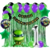 Kit Globos Tortugas Ninjas Cumpleaños Cortina Verde Niño
