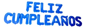 Globos Letras Feliz Cumpleaños Metalizado 80cm Azul Premium Fiesta