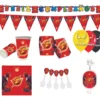 Kit Fiesta Flash Rojo Súper Héroe Mantel Vasos Platos Vela