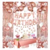 Kit Decoración Rosa Happy Birthday Cortinas Bombas Guirnalda