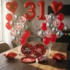 Kit Decoración Globos Vasos Platos Rojos Cumpleaños Número