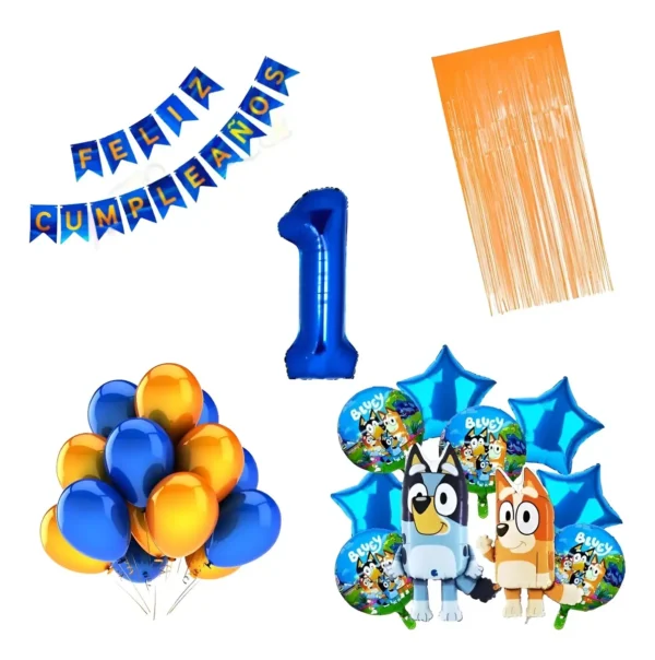 Kit Decoración Completo Bluey Y Bingo Número A Elección
