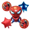 Bouquet 5 Globos Spiderman Metalizados Premium Pack Temático 45cm