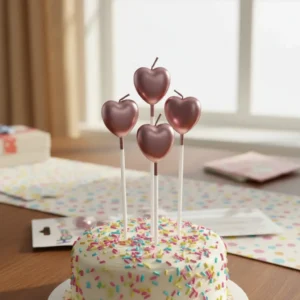 Vela En Forma De Corazón Oro Rosa Para Cumpleaños