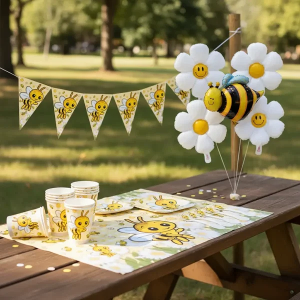 Kit Decoración Fiesta - Abejita Bee Abeja X 12 + Bouquet X 5