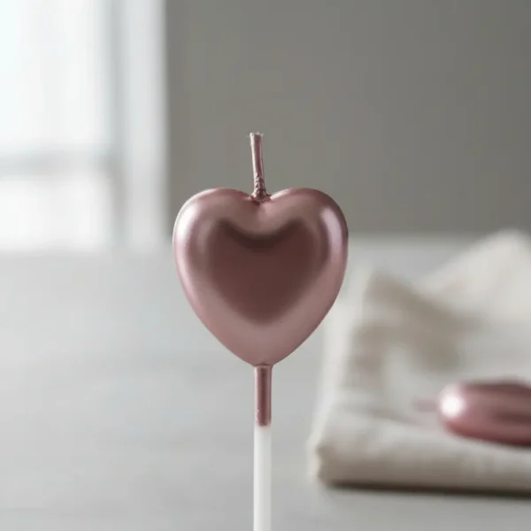 Vela En Forma De Corazón Oro Rosa Para Cumpleaños