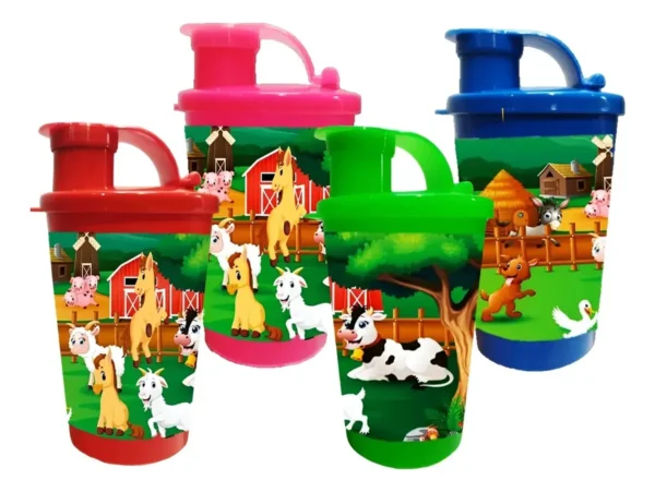 Vaso Pitillo Sorpresa Animales De La Graja X12 Termo Fiesta