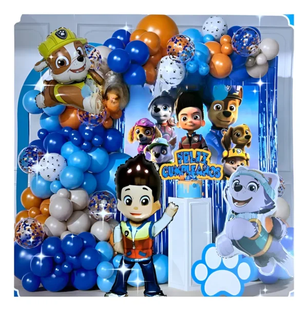 Kit Decoración Paw Patrol Azul Cumpleaños Infantil Globos