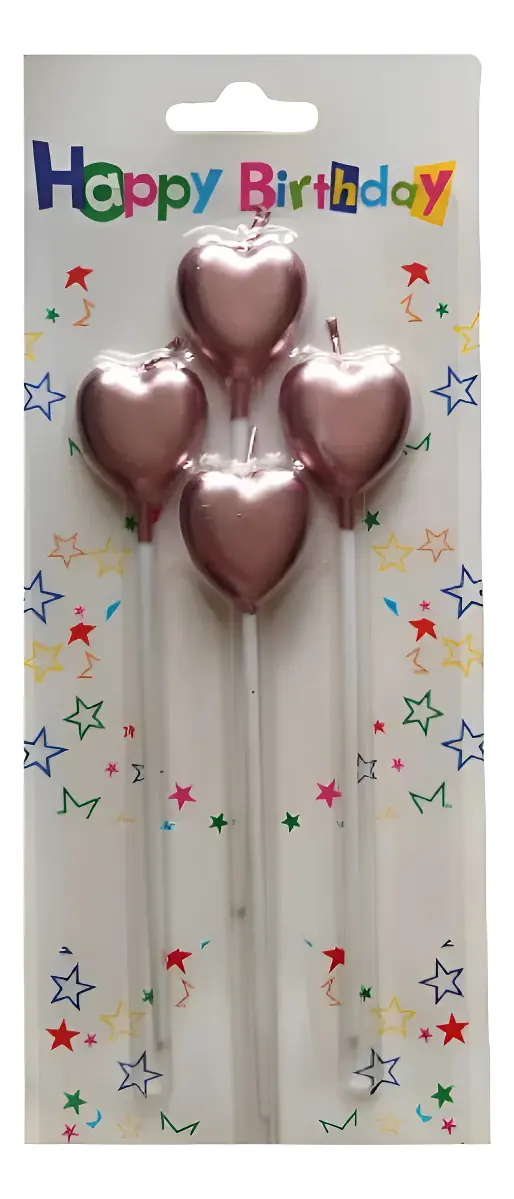Vela En Forma De Corazón Oro Rosa Para Cumpleaños