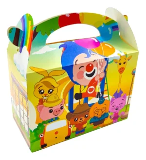 Caja Cajita Feliz Fiesta X12 Unidades Plim Payaso Circo
