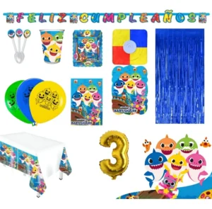 Kit Infantil Decoración Fiesta - Baby Shark X20 Invitados