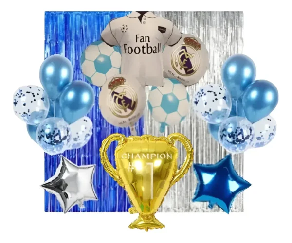 Kit De Decoración Fiestas Temática Real Madrid 24pzas