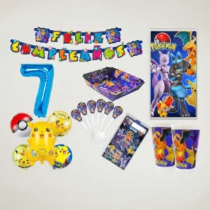 D_NQ_NP_2X_923617-MLA105910107114_022026-F (1) Kit Decoración Pokemon Pikachu X24 + Bouquet + Número