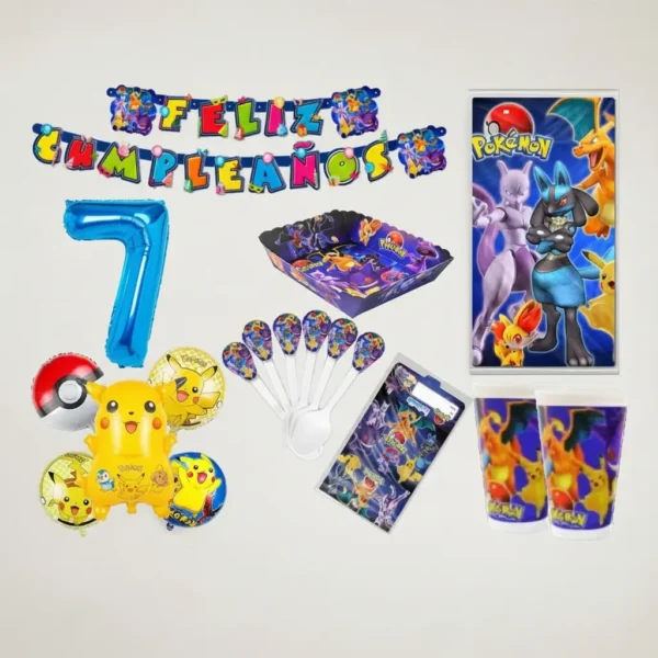 Kit Decoración Pokemon Pikachu X12 + Bouquet + Número