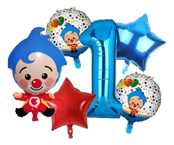 Kit Decoración Payaso Plimplim + número 70cm + globo 3d
