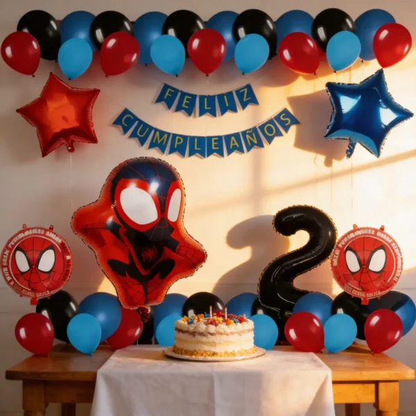 Kit Decoración Spidey Globos Metálicos + Número