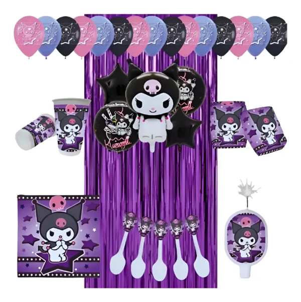 Kit Decoración Arco De Globos Temática Kuromi Sanrio