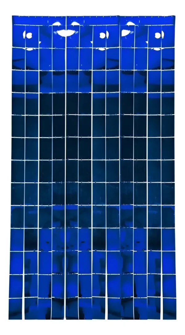 Cortina Metalizada Cuadros Fiesta Backing 1m X2m Cumpleaños Color Azul