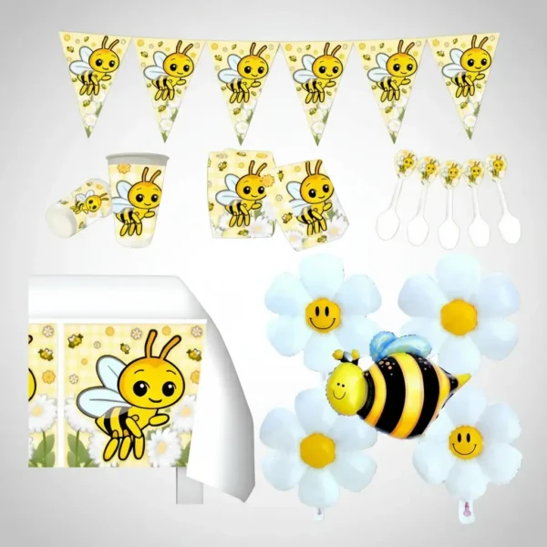 Kit Decoración Fiesta - Abejita Bee Abeja X 12 + Bouquet X 5