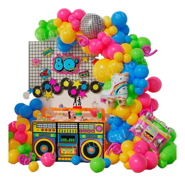 Arco de Globos Decoración Disco Premium Multicolor 144 Piezas