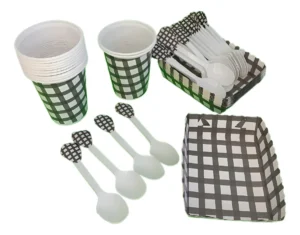 Decoración Fiesta Picnic Negro Cartón Cumpleaños Premium Kit 1pz