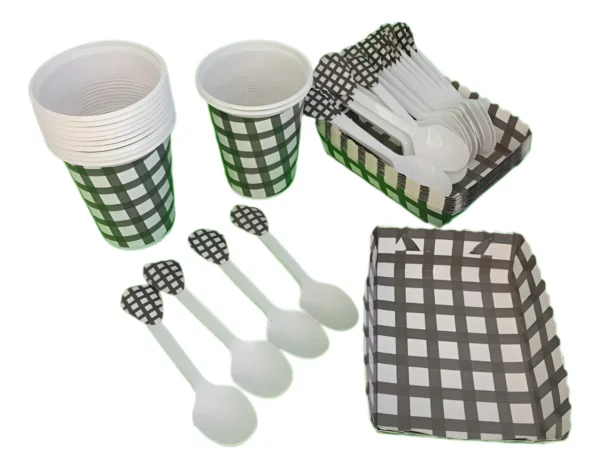Decoración Fiesta Picnic Negro Cartón Cumpleaños Premium Kit 1pz