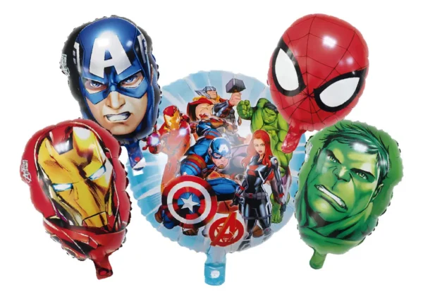 Bouquet Globos Superhéroes Avengers Jeshua 5 Unidades Metalizados